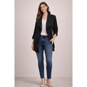 Max Studio Black Drape Front Collard Jacket Women’s Medium